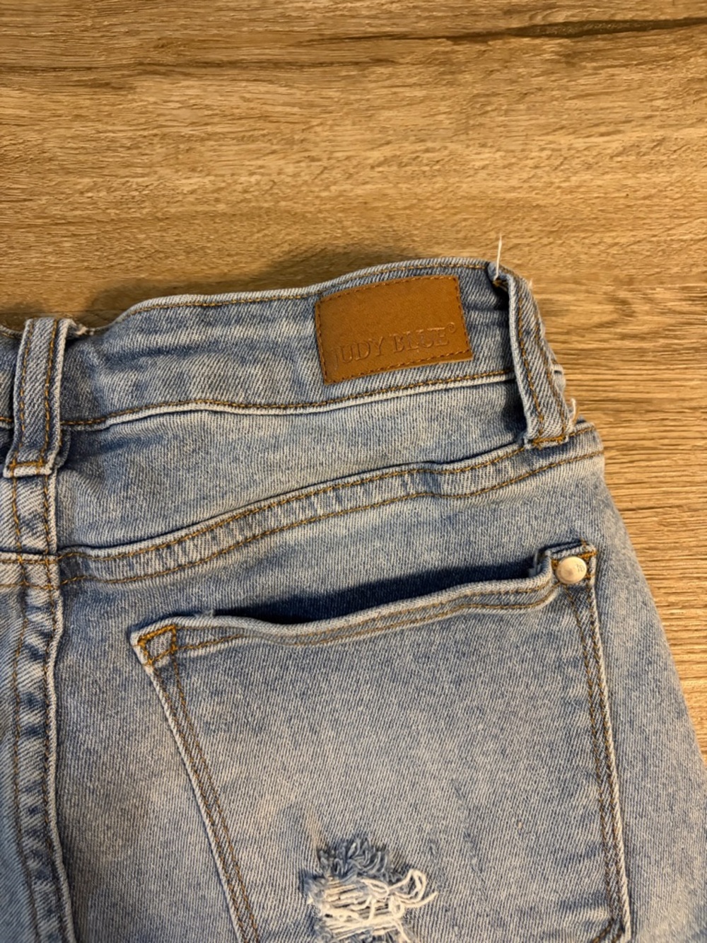 Judy Blue Light Wash Distressed Denim Shorts - Picture 4 of 4